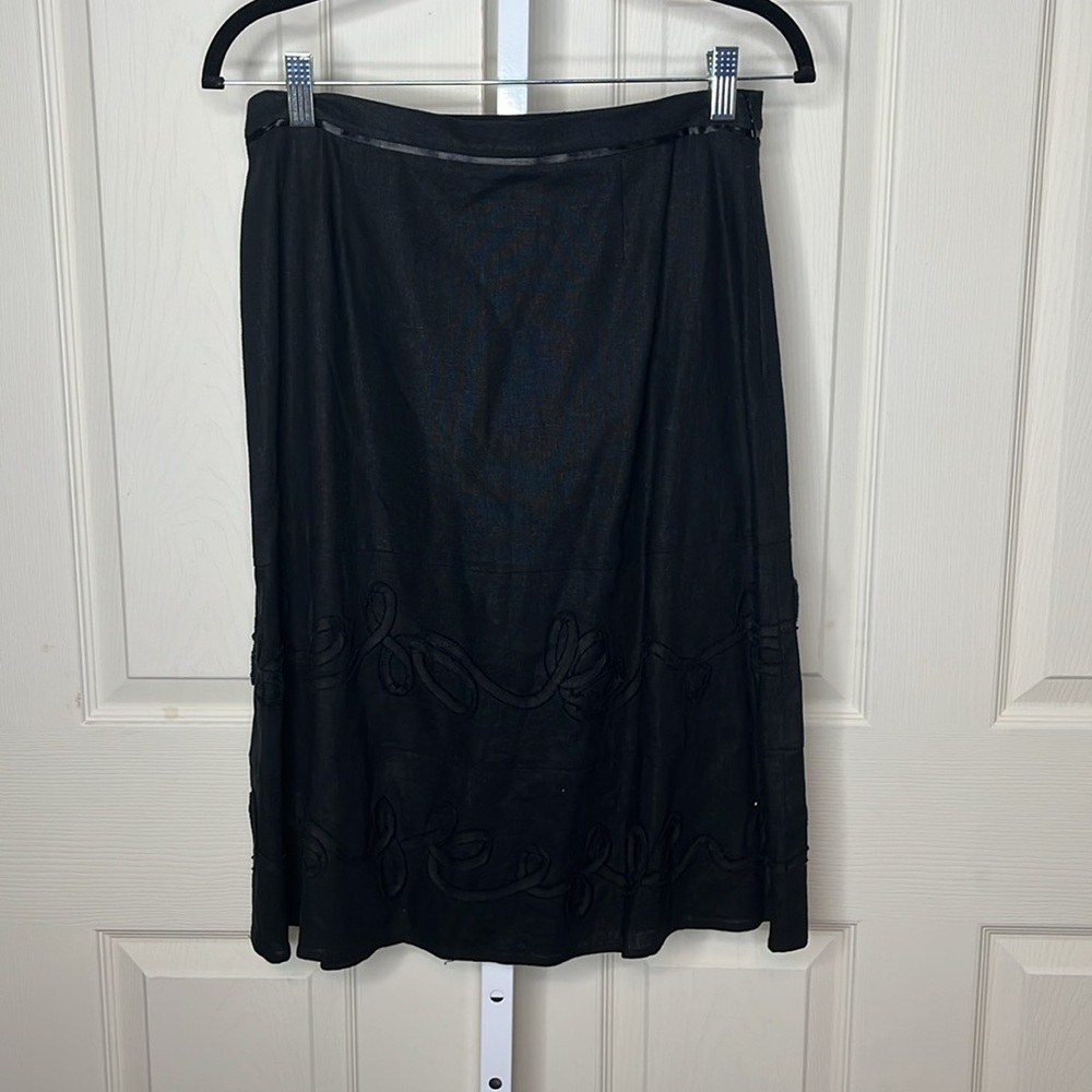 Emanuel Ungaro Linen Blend Embroidered Skirt Size 6 New No Tags - Picture 6 of 16